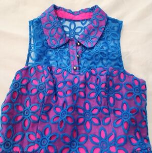 Lilly Pulitzer Pink and Blue Floral Cutout Sleeveless Camisole